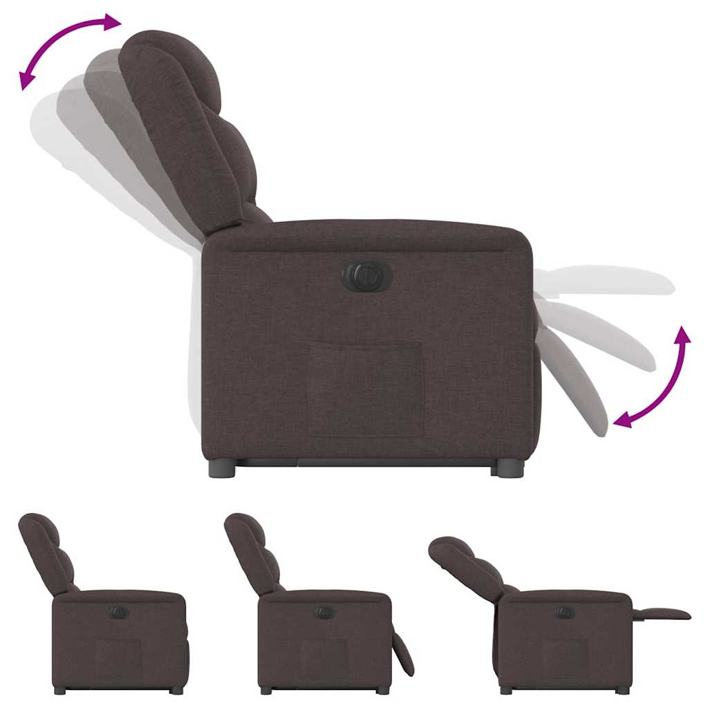 Fauteuil inclinable électrique marron foncé tissu - XIOS