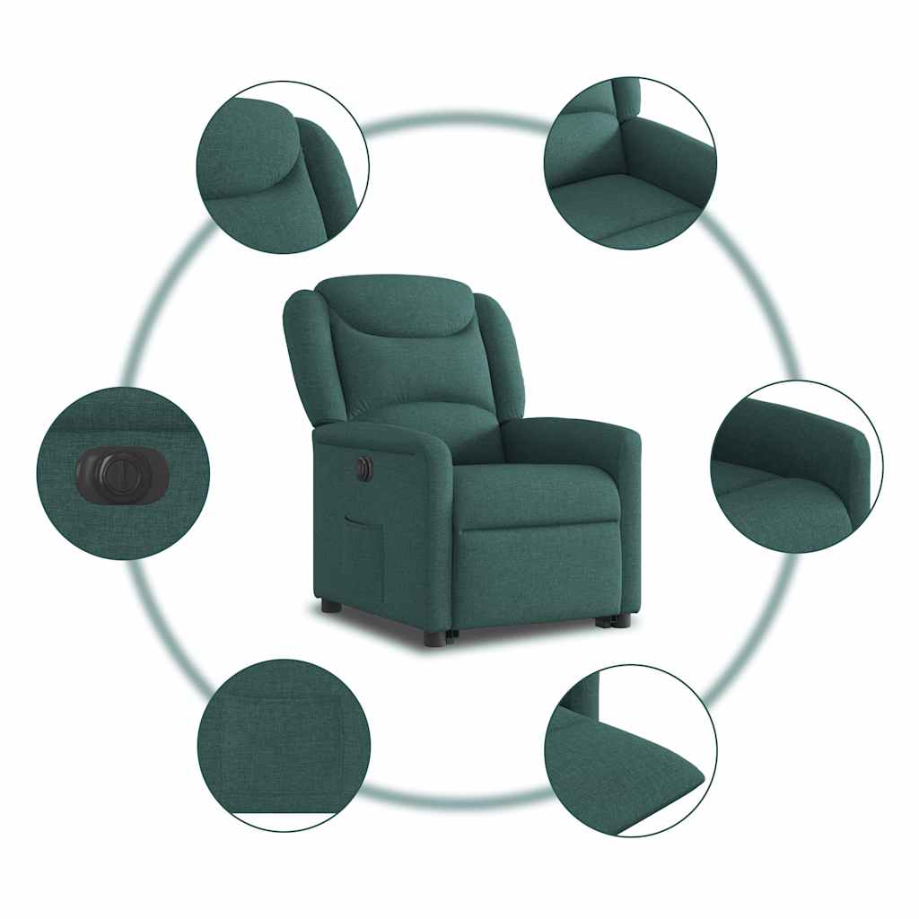 Fauteuil inclinable électrique vert foncé tissu - XIOS