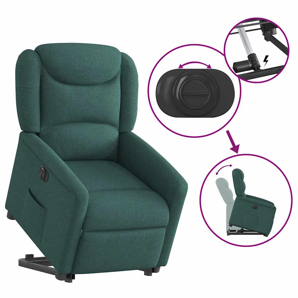 Fauteuil inclinable électrique vert foncé tissu - XIOS