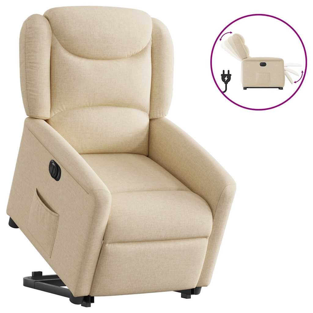 Fauteuil inclinable électrique crème tissu - XIOS