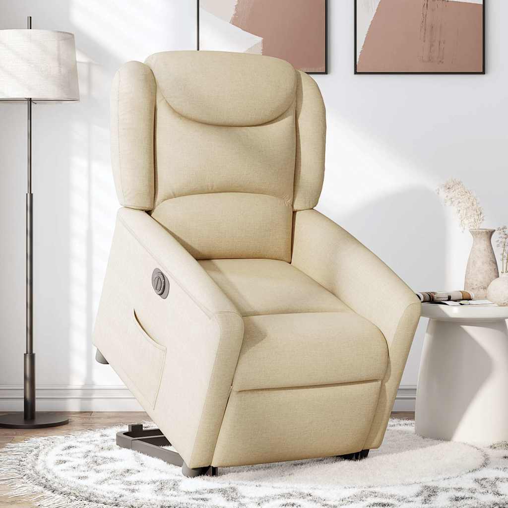 Fauteuil inclinable électrique crème tissu - XIOS