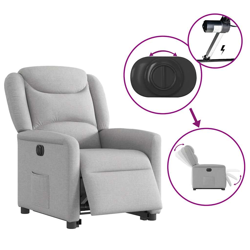 Fauteuil inclinable électrique gris nuage tissu - XIOS