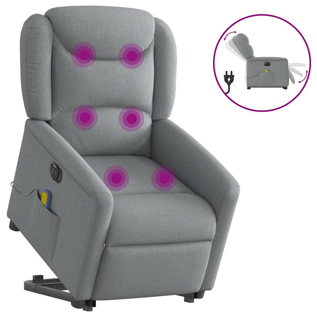 Fauteuil inclinable de massage électrique Gris clair Tissu - XIOS