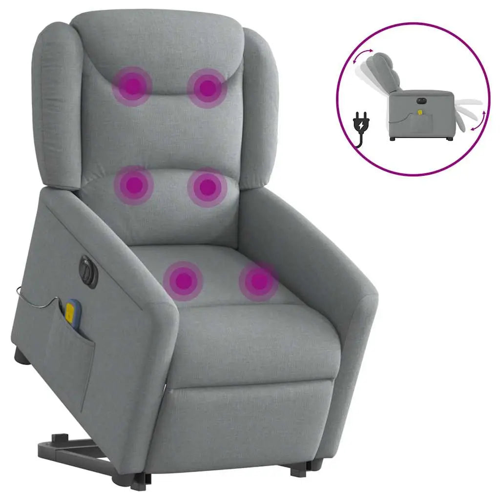 Fauteuil inclinable de massage électrique Gris clair Tissu - XIOS