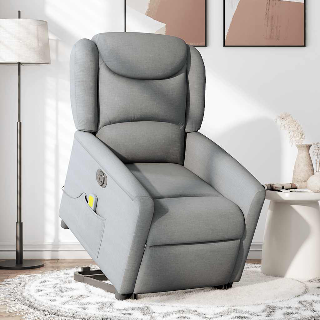 Fauteuil inclinable de massage électrique Gris clair Tissu