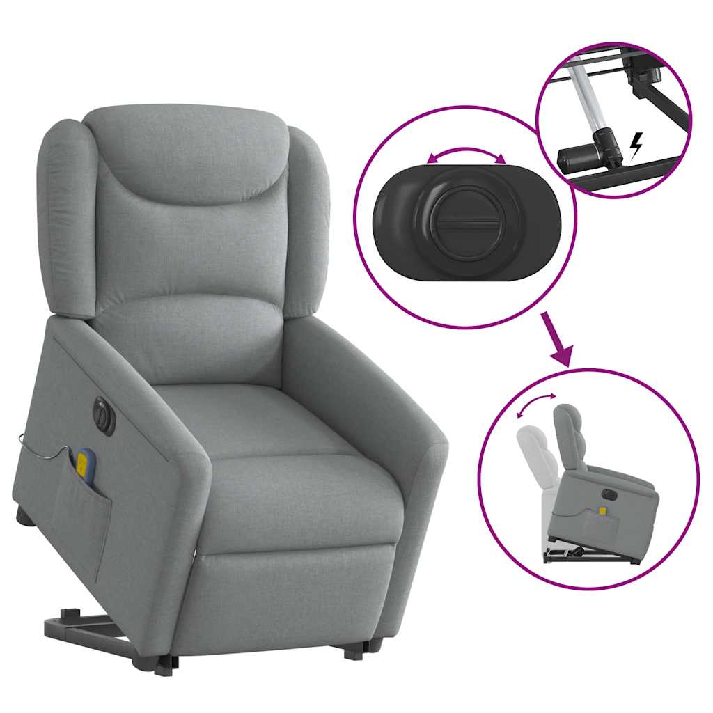 Fauteuil inclinable de massage électrique Gris clair Tissu - XIOS