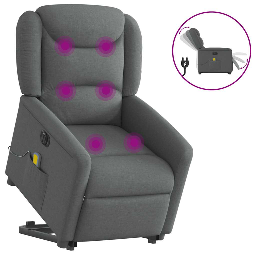 Fauteuil inclinable de massage électrique Gris foncé Tissu - XIOS