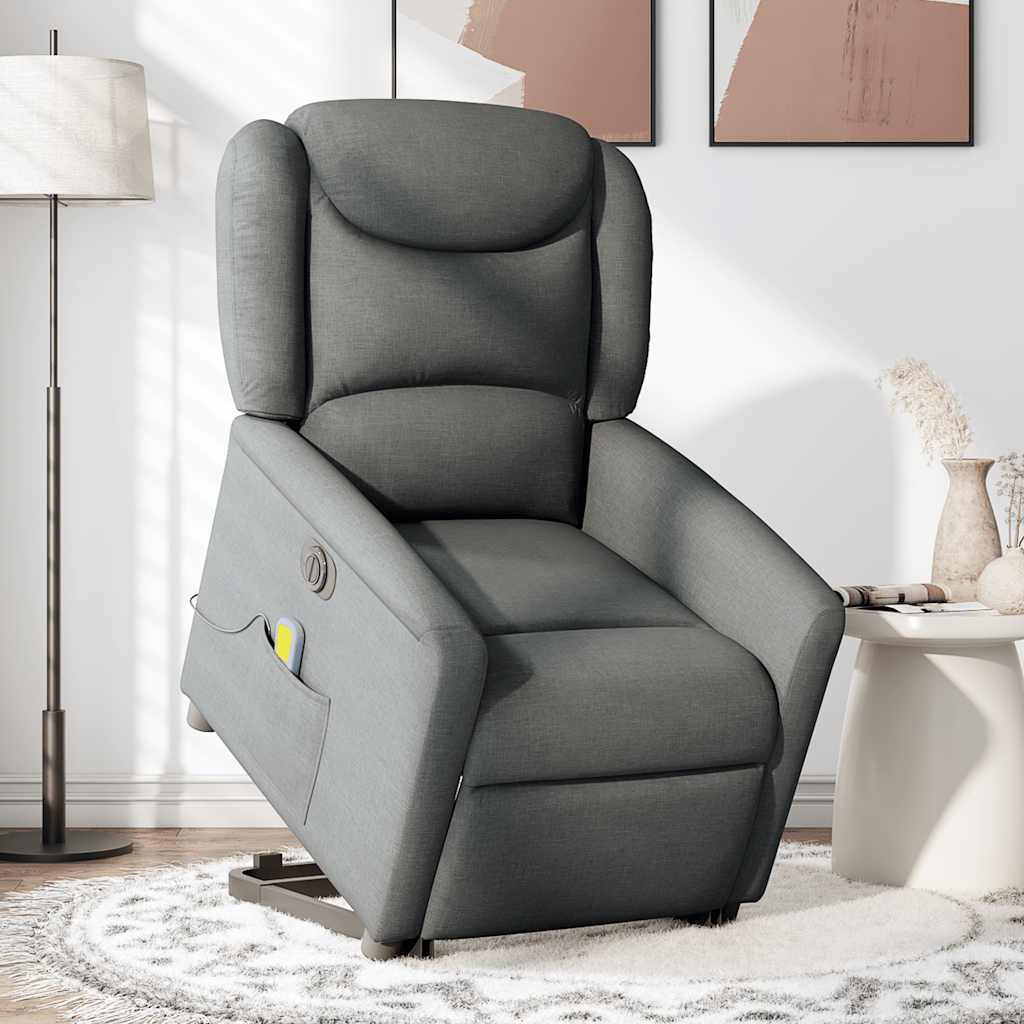 Fauteuil inclinable de massage électrique Gris foncé Tissu - XIOS