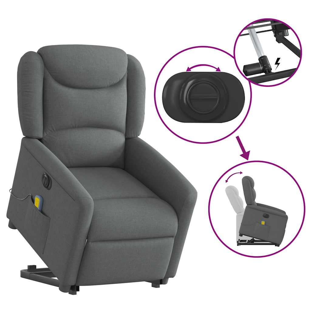 Fauteuil inclinable de massage électrique Gris foncé Tissu - XIOS
