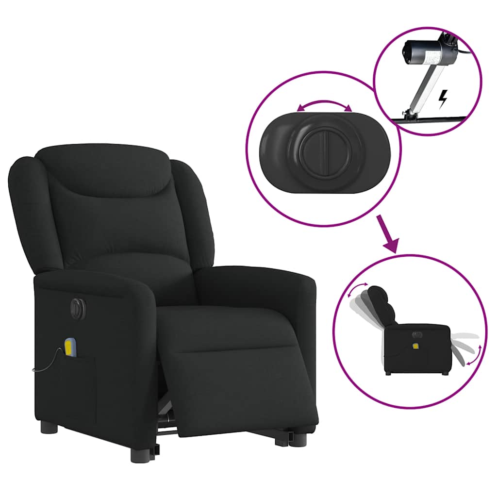 Fauteuil inclinable de massage électrique Noir Tissu - XIOS