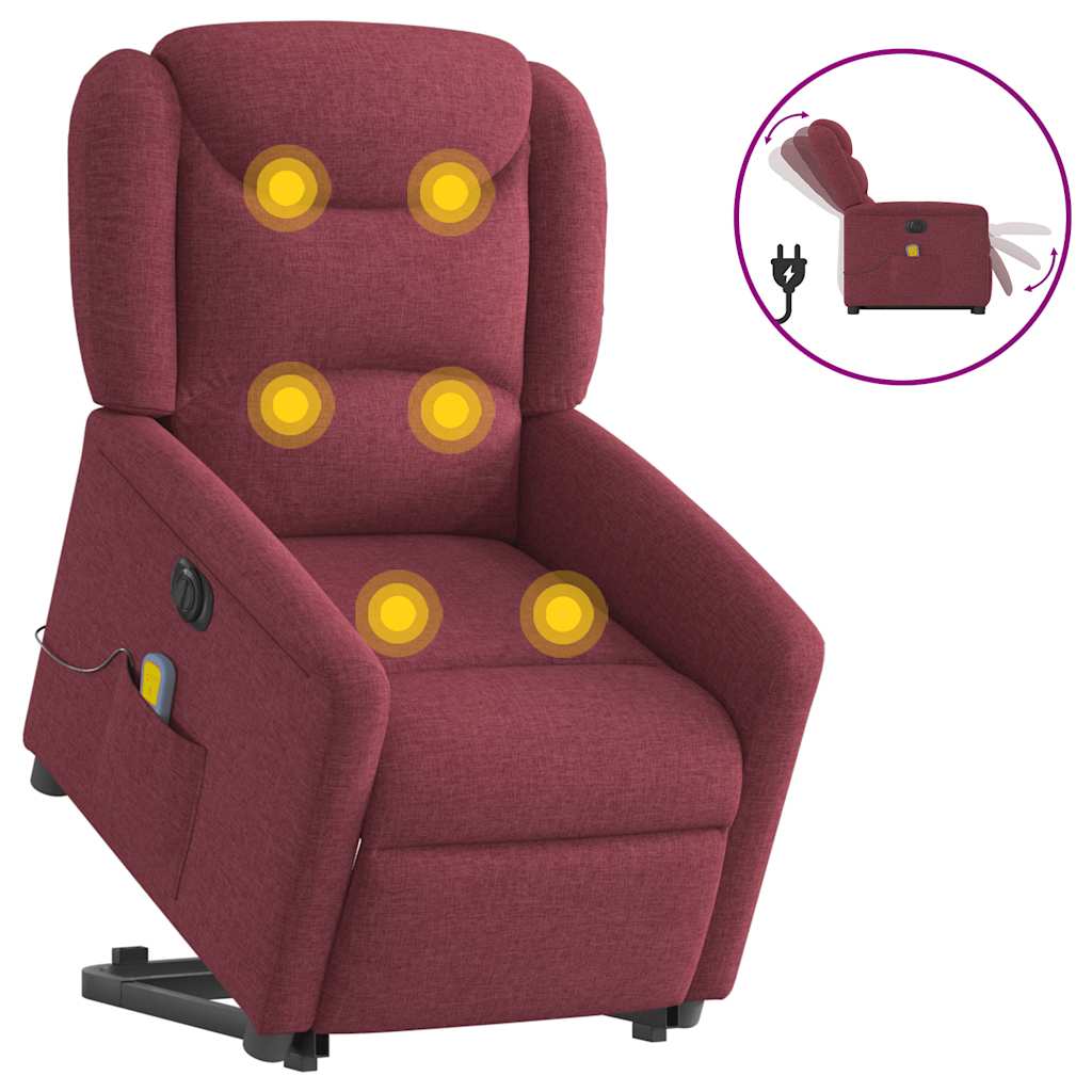 Fauteuil inclinable de massage électrique Rouge bordeaux Tissu - XIOS