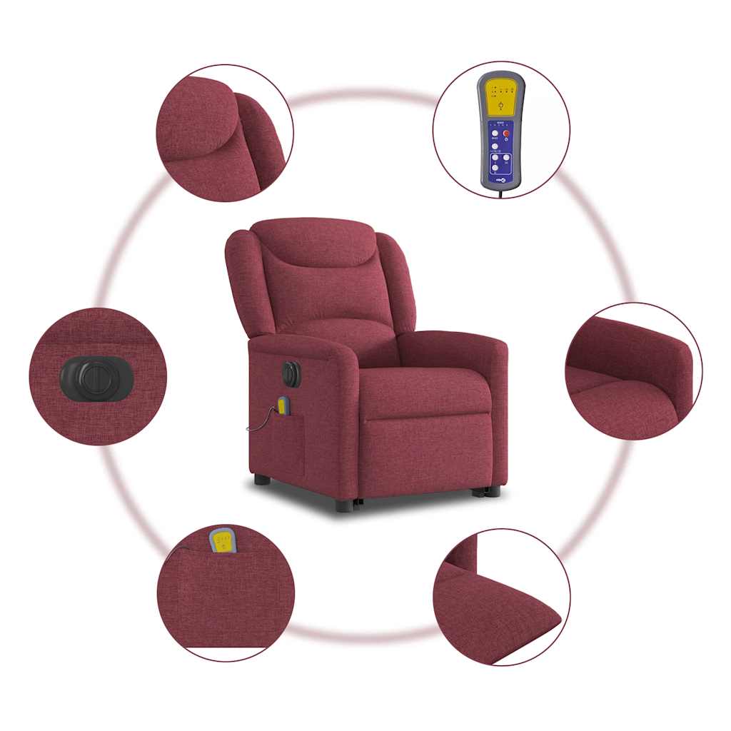 Fauteuil inclinable de massage électrique Rouge bordeaux Tissu