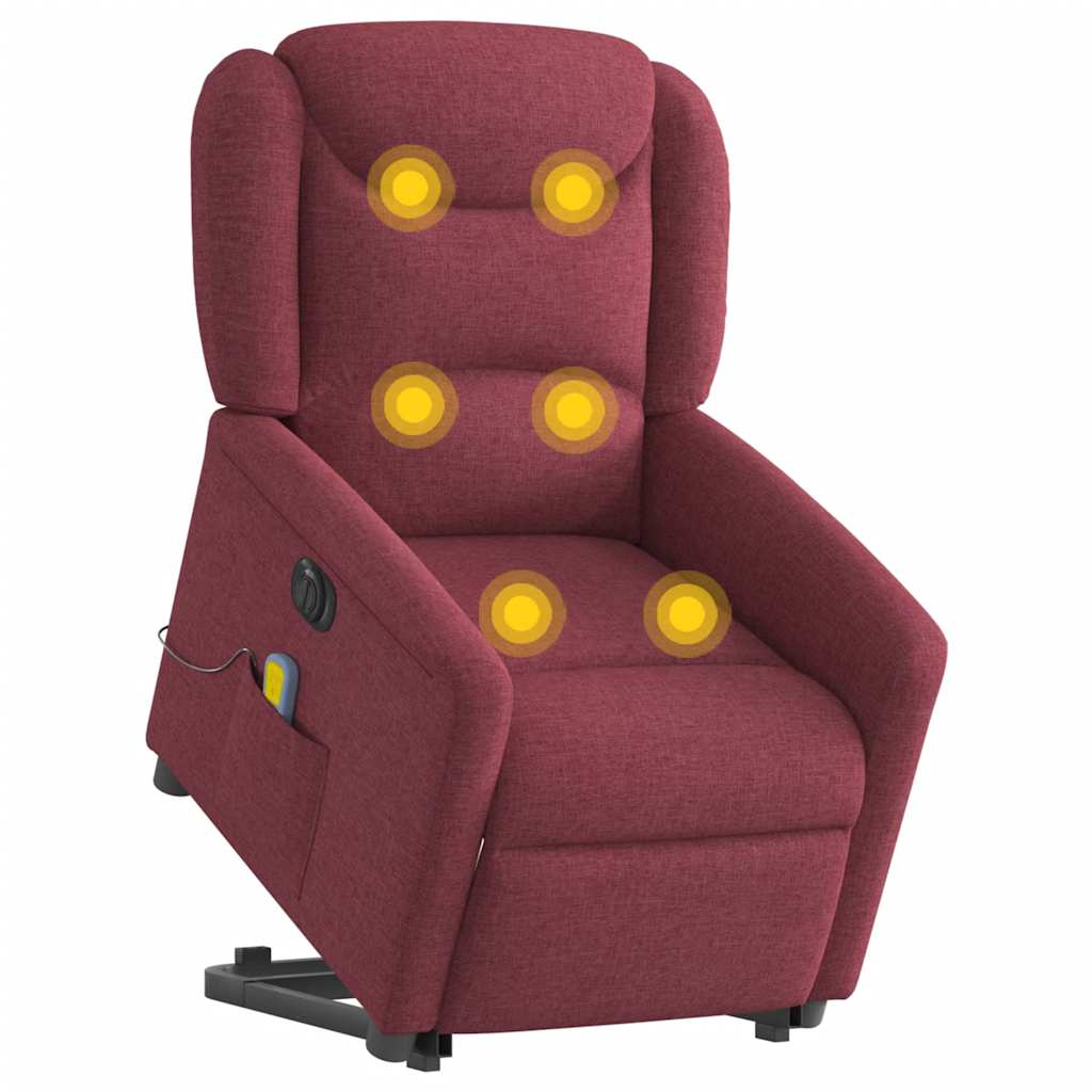 Fauteuil inclinable de massage électrique Rouge bordeaux Tissu