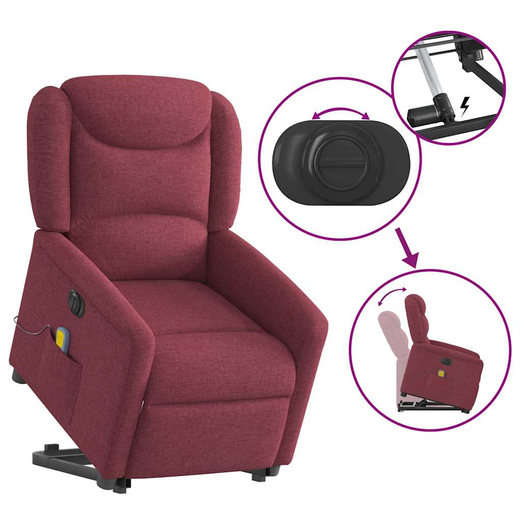 Fauteuil inclinable de massage électrique Rouge bordeaux Tissu - XIOS
