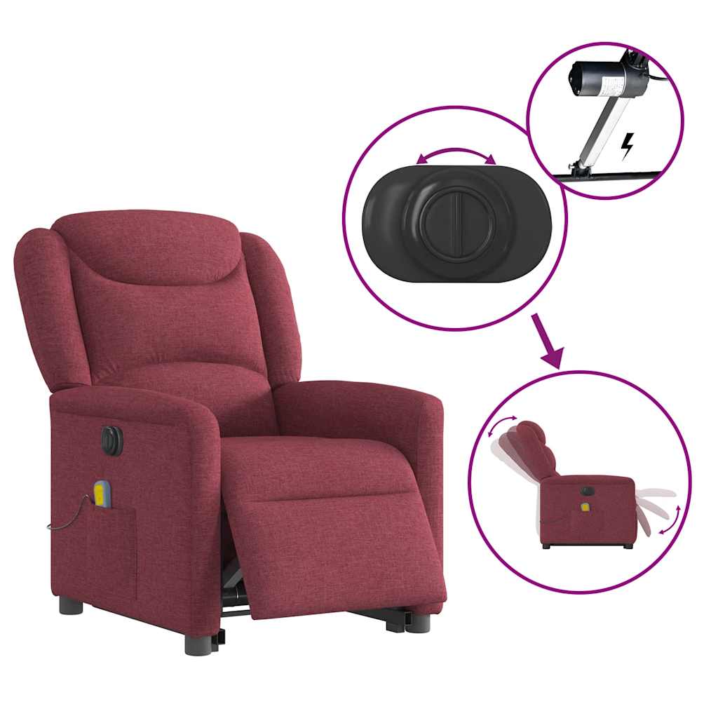 Fauteuil inclinable de massage électrique Rouge bordeaux Tissu - XIOS