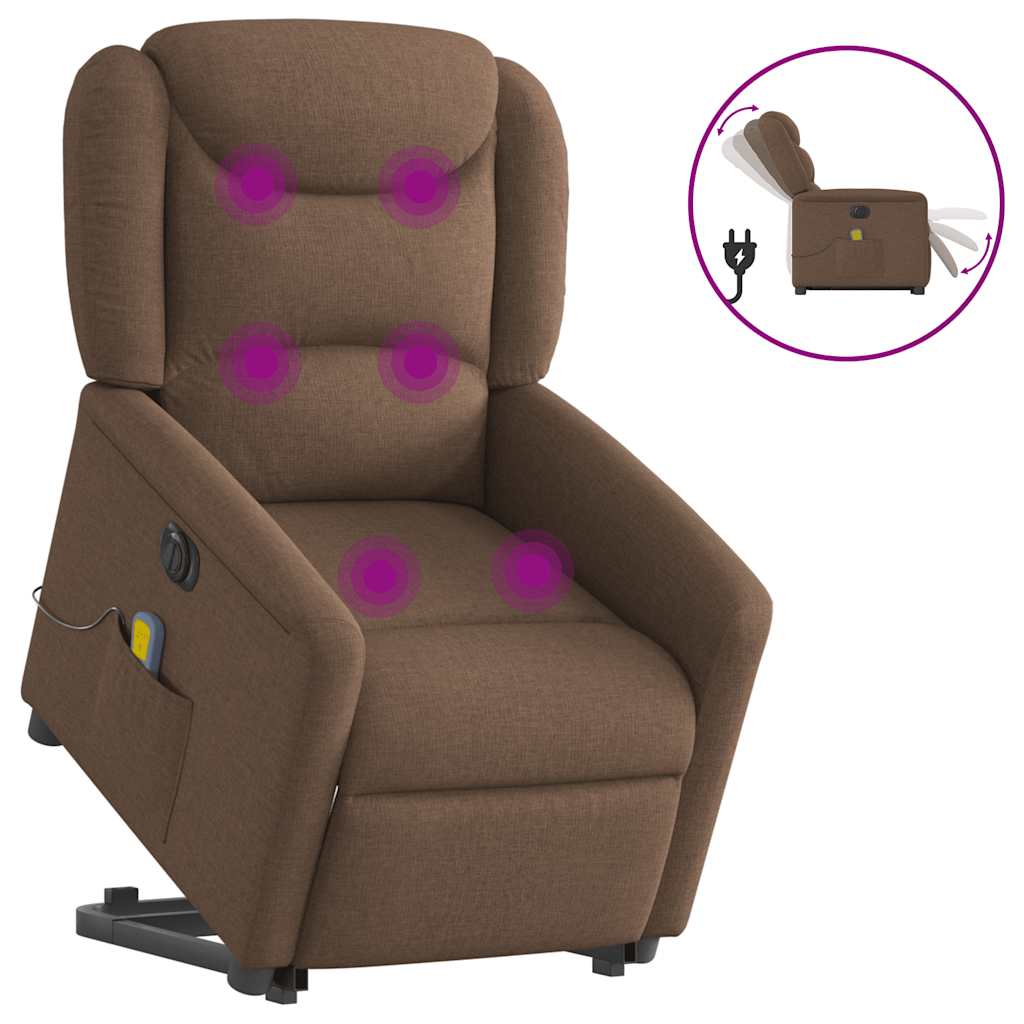 Fauteuil inclinable de massage électrique Marron Tissu - XIOS
