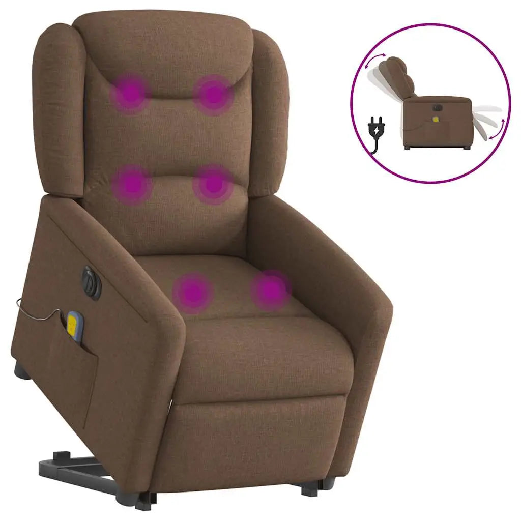 Fauteuil inclinable de massage électrique Marron Tissu - XIOS