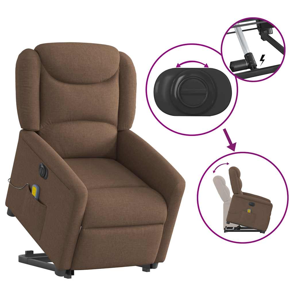 Fauteuil inclinable de massage électrique Marron Tissu - XIOS