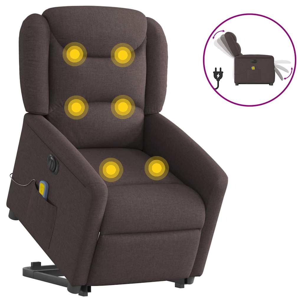 Fauteuil inclinable de massage électrique Marron foncé Tissu - XIOS
