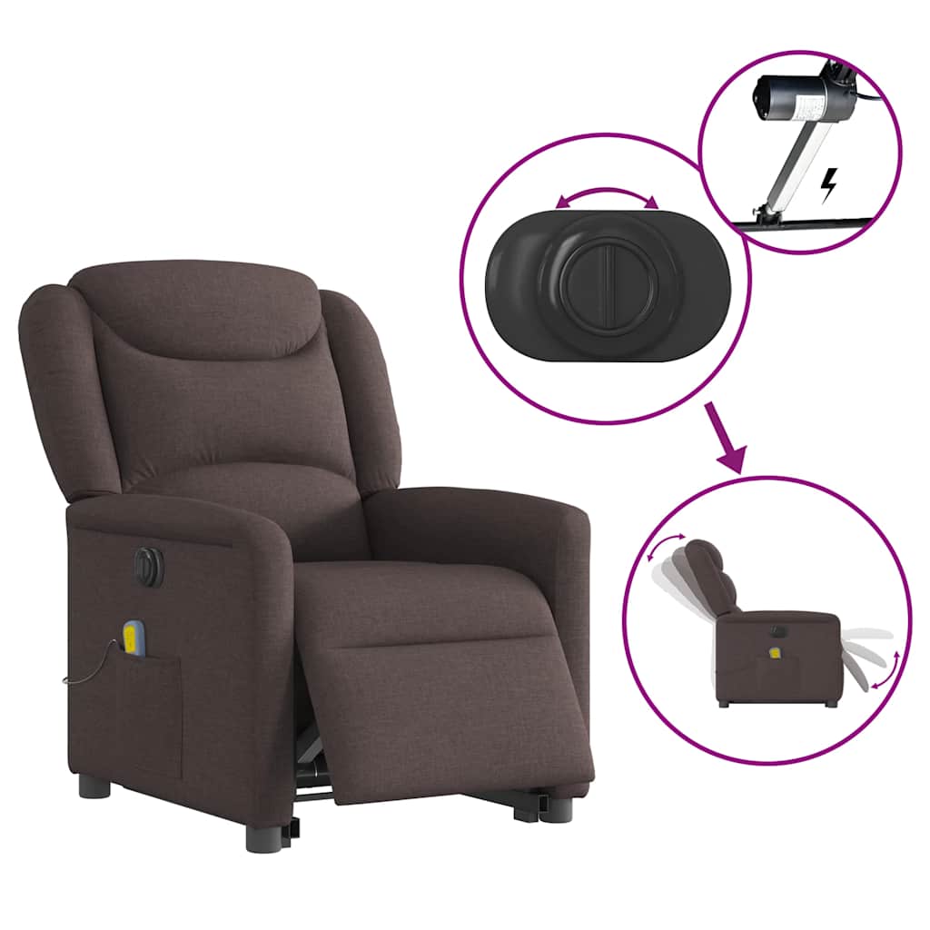 Fauteuil inclinable de massage électrique Marron foncé Tissu - XIOS