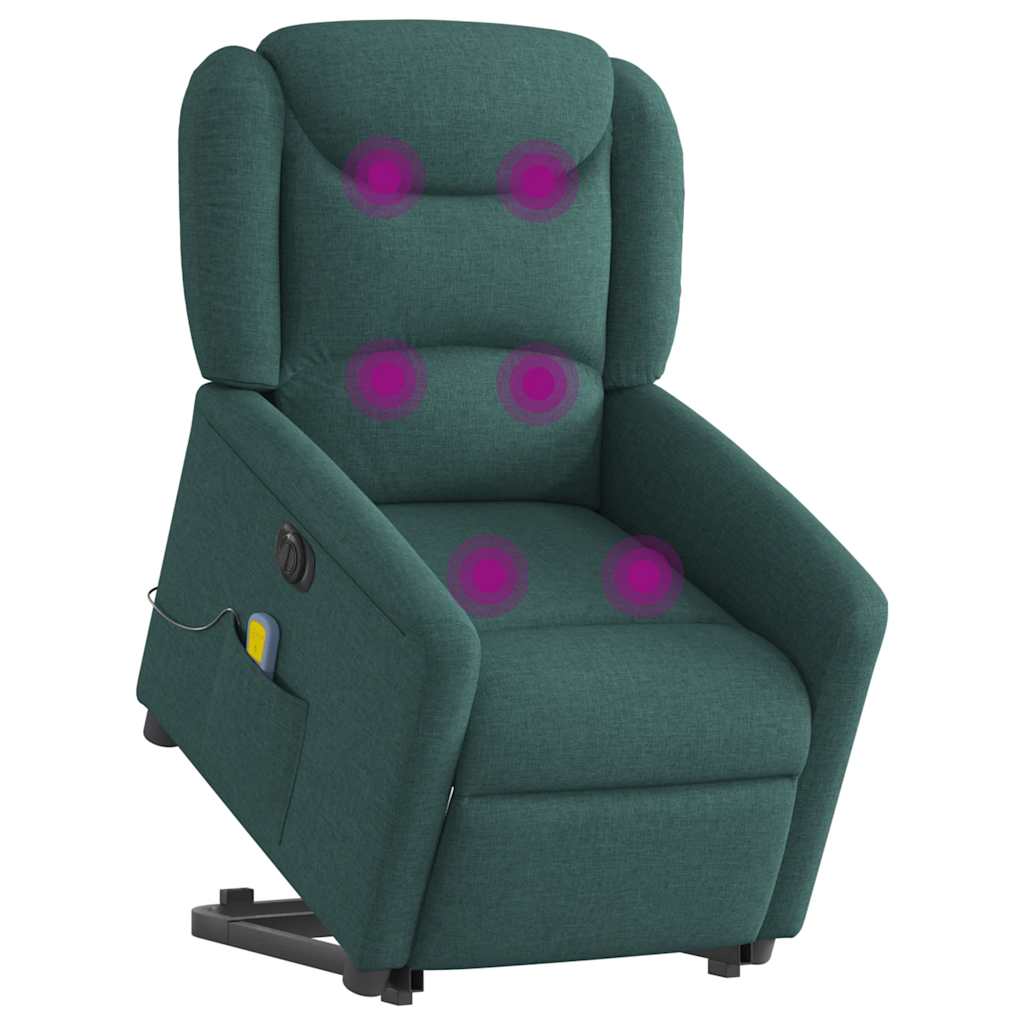 Fauteuil inclinable de massage électrique Vert foncé Tissu