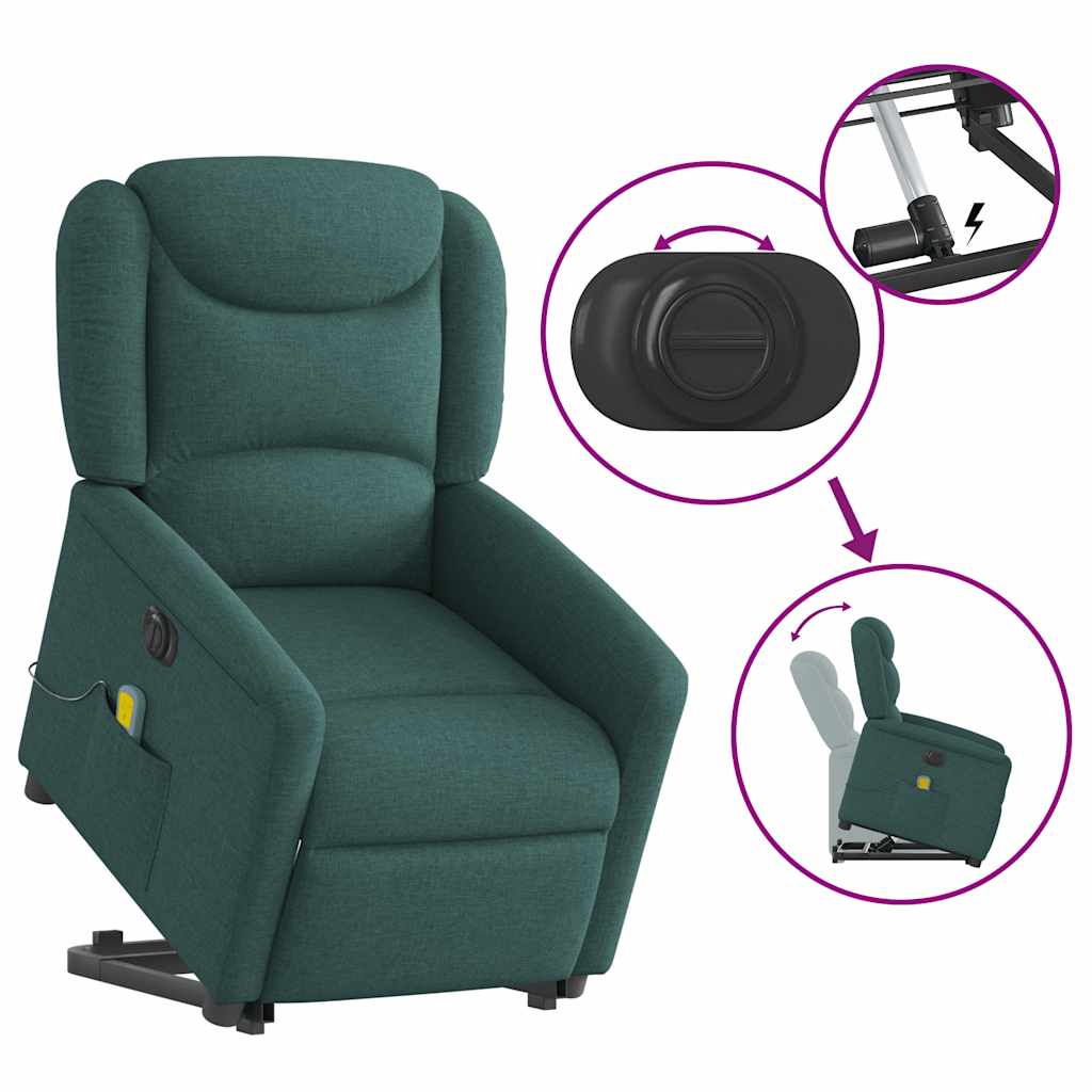 Fauteuil inclinable de massage électrique Vert foncé Tissu - XIOS