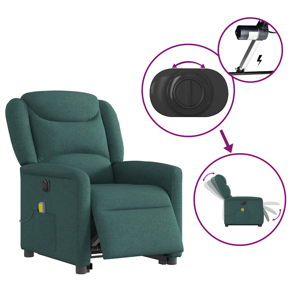 Fauteuil inclinable de massage électrique Vert foncé Tissu - XIOS