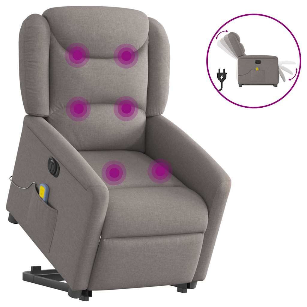 Fauteuil inclinable de massage électrique Taupe Tissu - XIOS
