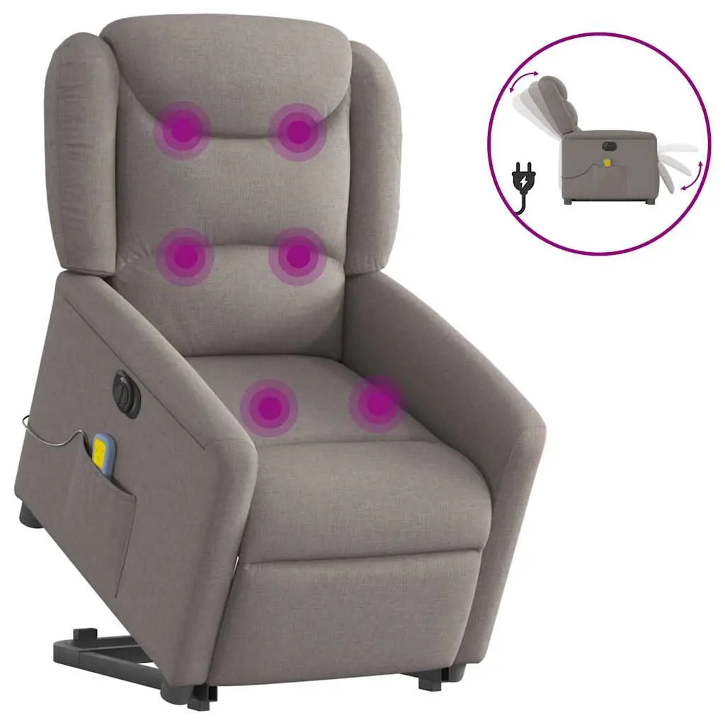 Fauteuil inclinable de massage électrique Taupe Tissu - XIOS