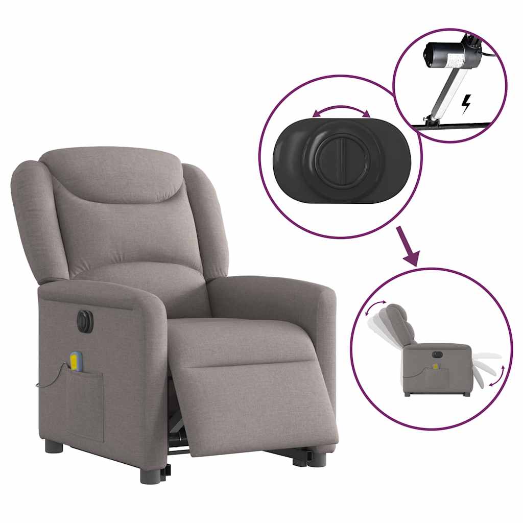 Fauteuil inclinable de massage électrique Taupe Tissu - XIOS