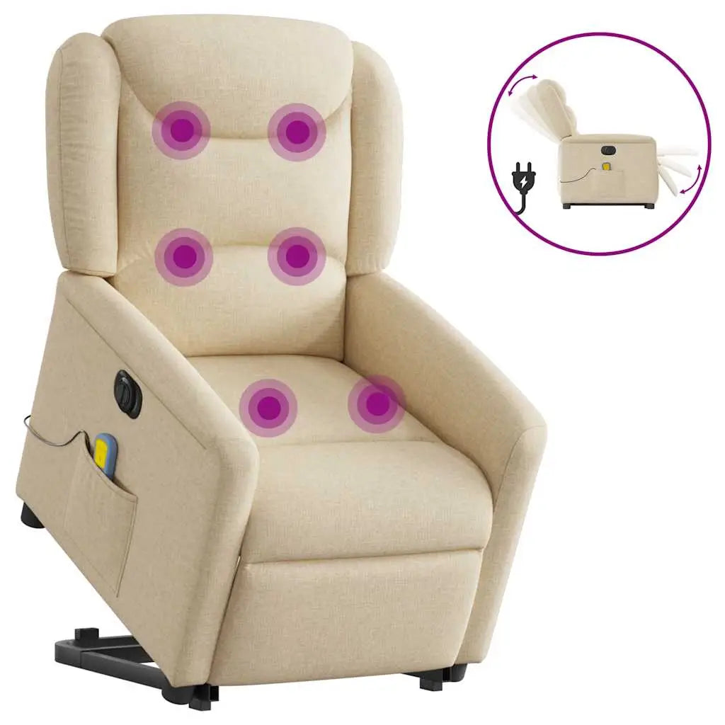 Fauteuil inclinable de massage électrique Crème Tissu - XIOS