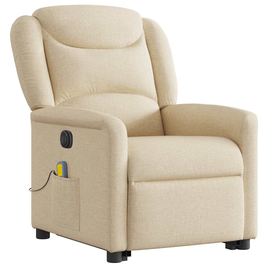 Fauteuil inclinable de massage électrique Crème Tissu