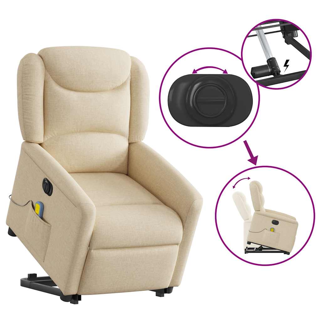 Fauteuil inclinable de massage électrique Crème Tissu - XIOS