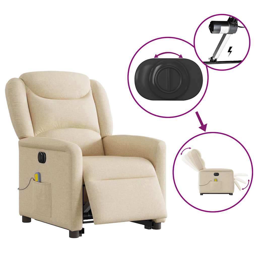 Fauteuil inclinable de massage électrique Crème Tissu - XIOS
