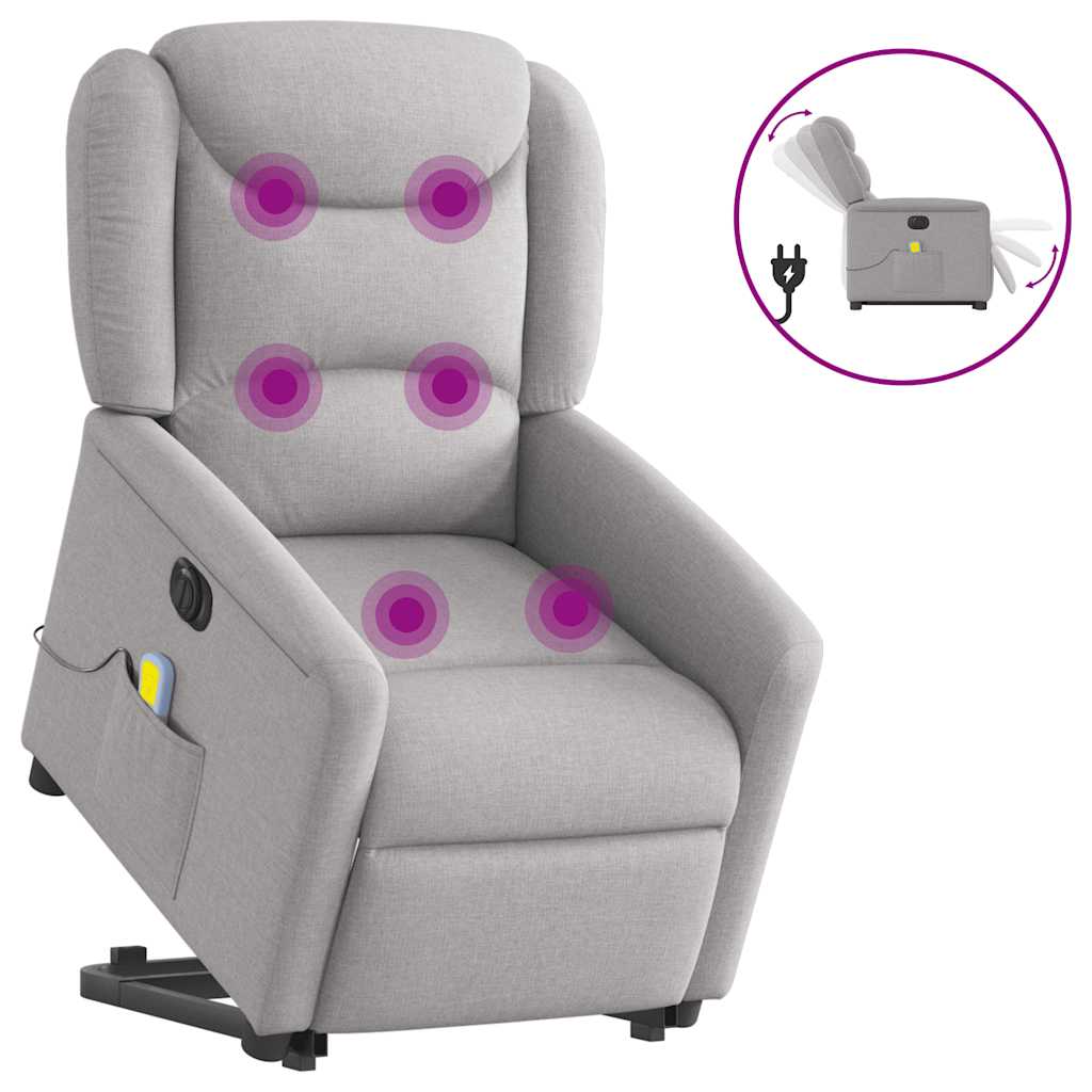 Fauteuil inclinable de massage électrique gris nuage tissu - XIOS