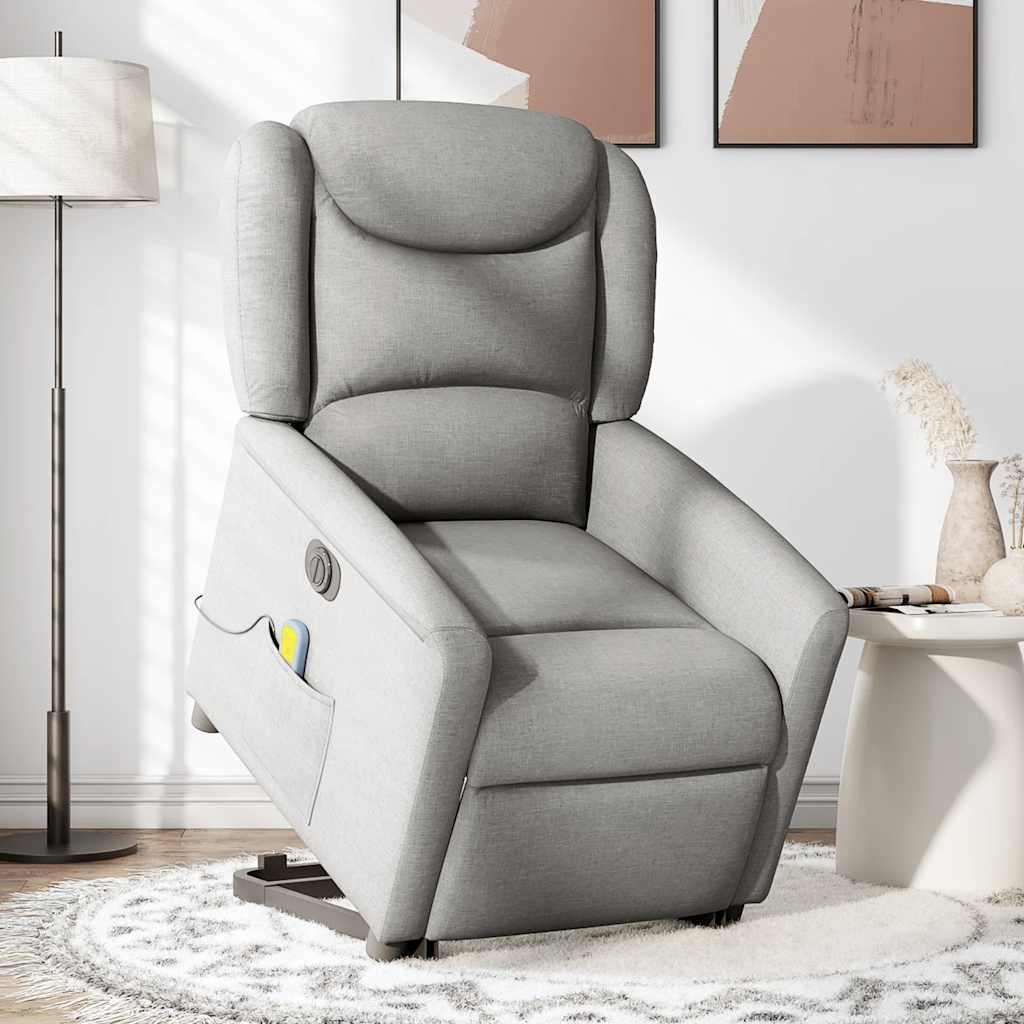 Fauteuil inclinable de massage électrique gris nuage tissu - XIOS