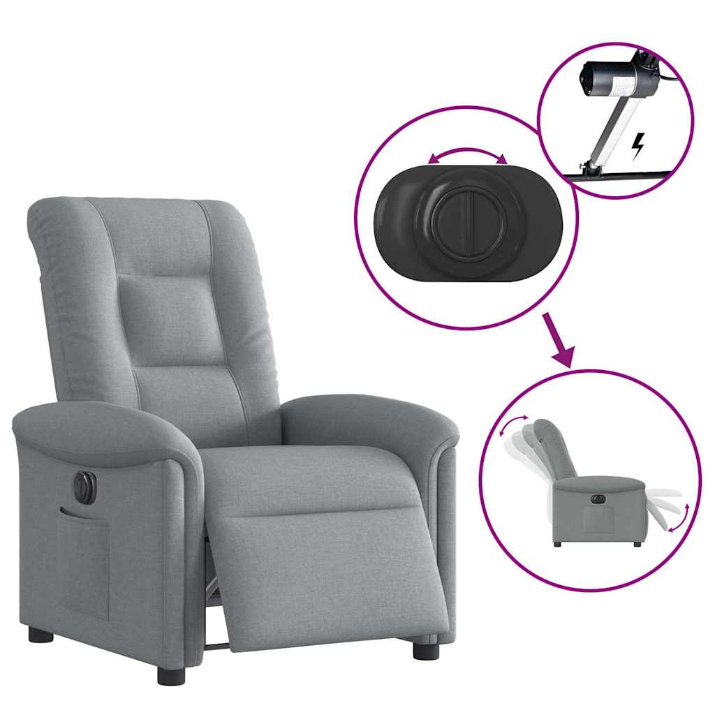 Fauteuil inclinable électrique Gris clair Tissu - XIOS