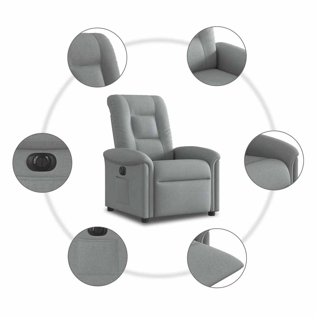 Fauteuil inclinable électrique Gris clair Tissu - XIOS