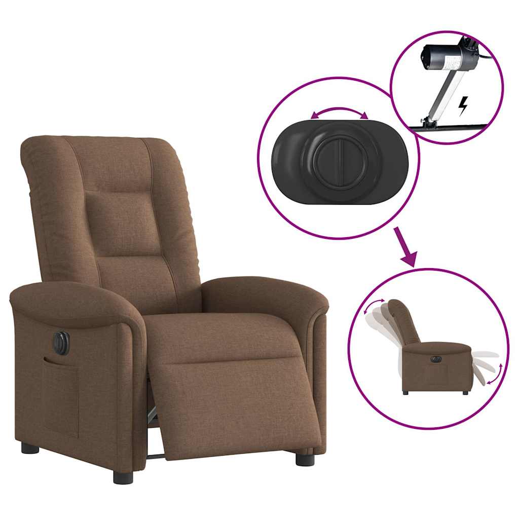 Fauteuil inclinable électrique Marron Tissu - XIOS
