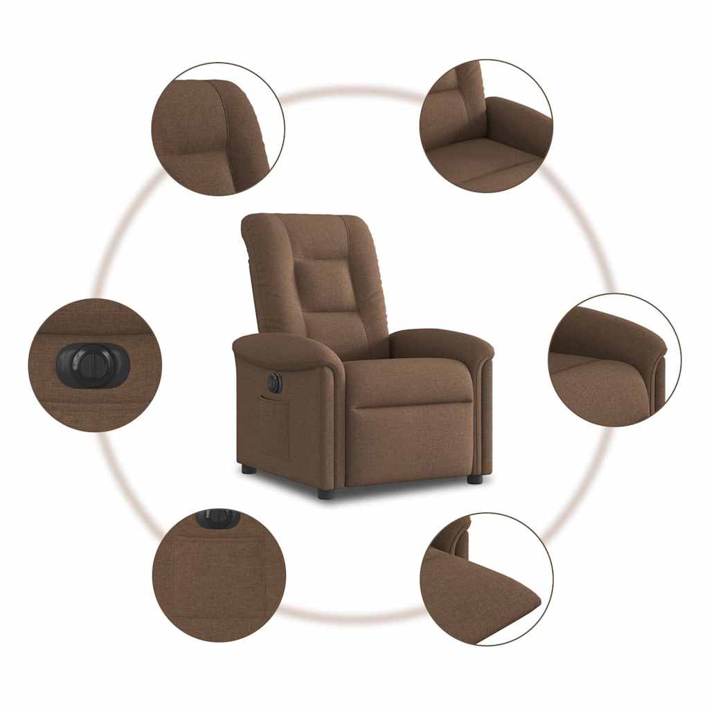 Fauteuil inclinable électrique Marron Tissu