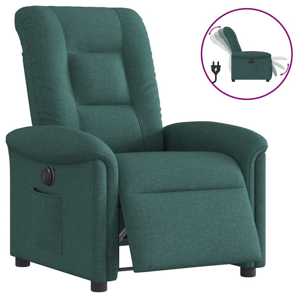 Fauteuil inclinable électrique Vert foncé Tissu