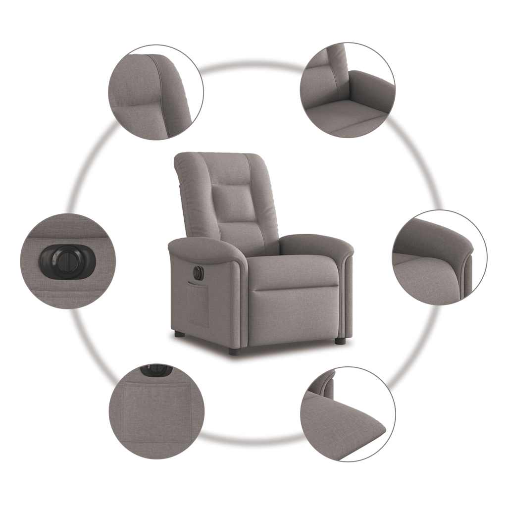 Fauteuil inclinable électrique Taupe Tissu - XIOS