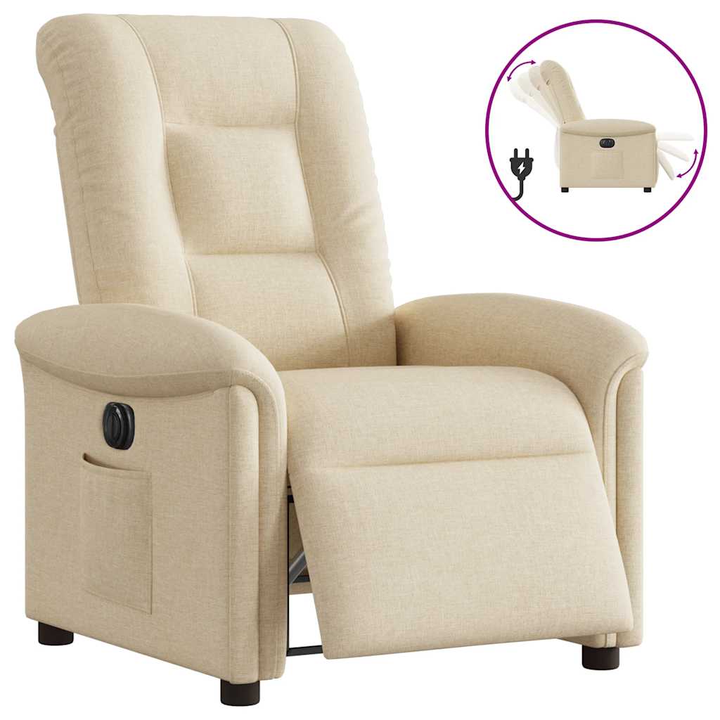 Fauteuil inclinable électrique Crème Tissu