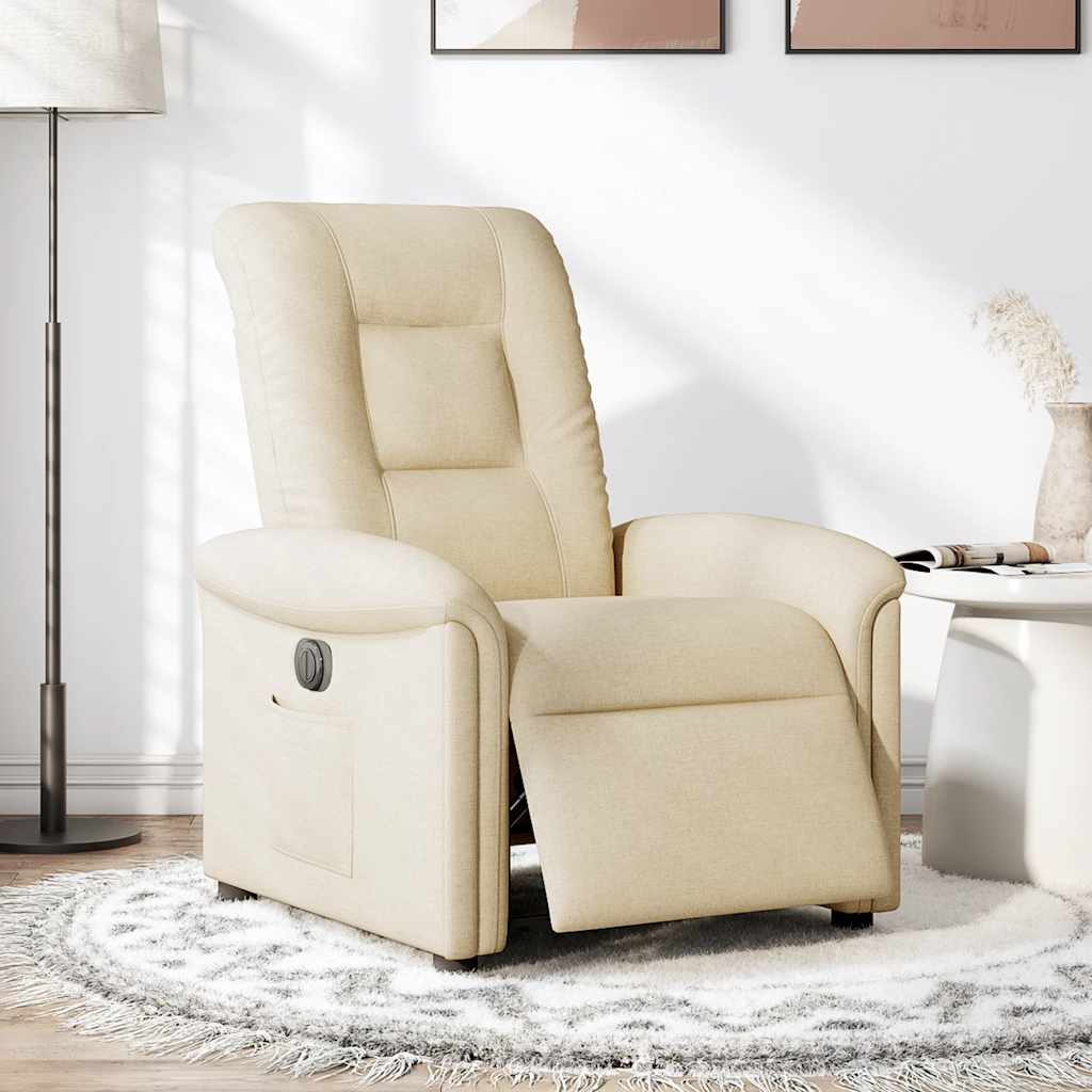 Fauteuil inclinable électrique Crème Tissu