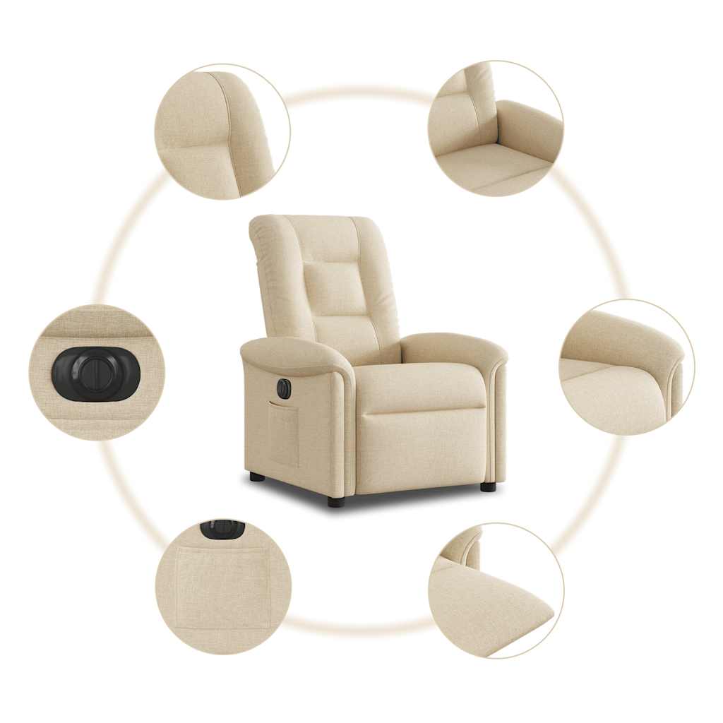 Fauteuil inclinable électrique Crème Tissu
