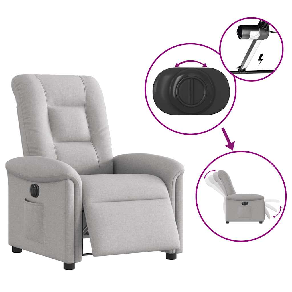 Fauteuil inclinable électrique gris nuage tissu - XIOS