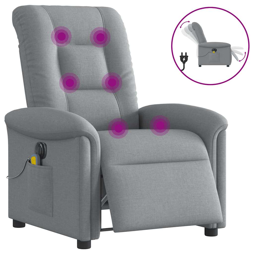 Fauteuil de massage inclinable électrique gris clair tissu - XIOS