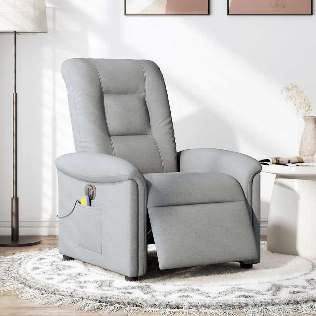 Fauteuil de massage inclinable électrique gris clair tissu - XIOS