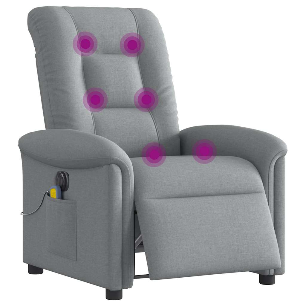 Fauteuil de massage inclinable électrique gris clair tissu - XIOS