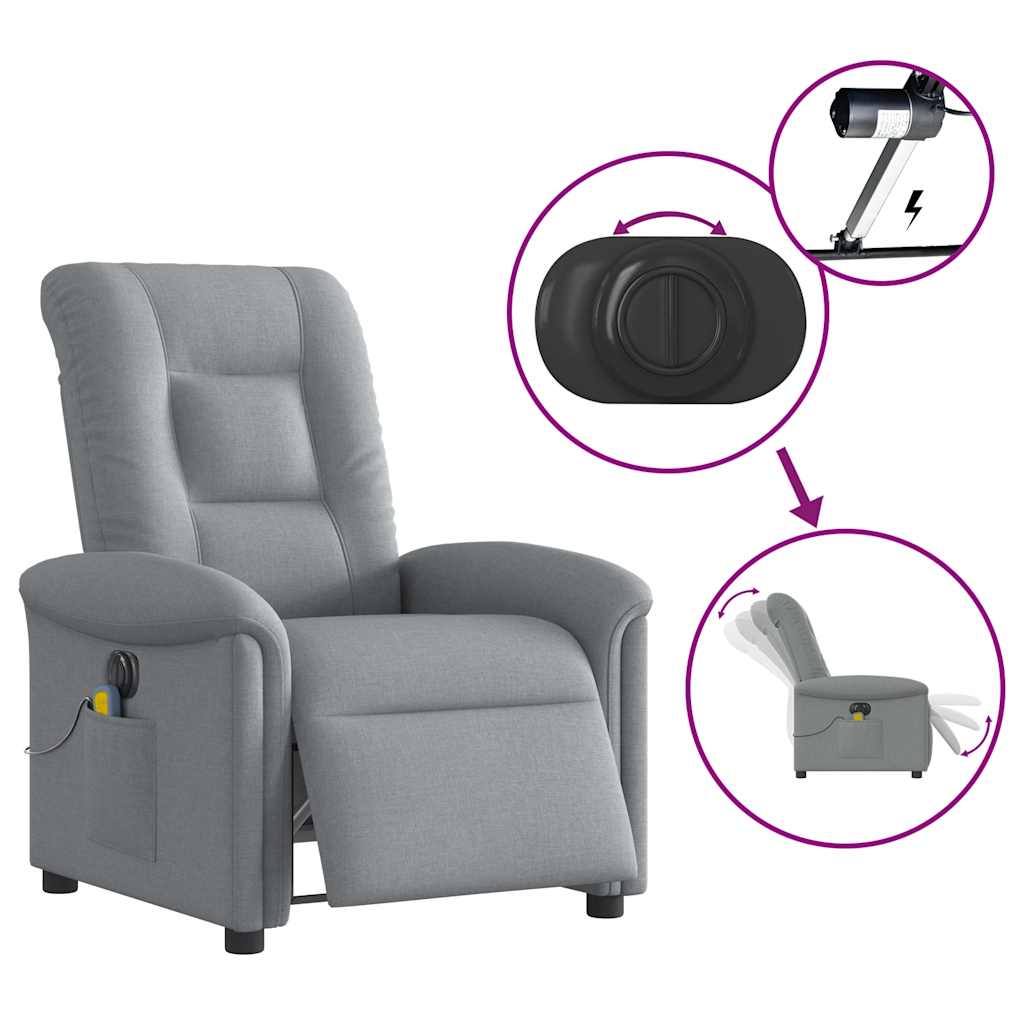 Fauteuil de massage inclinable électrique gris clair tissu - XIOS